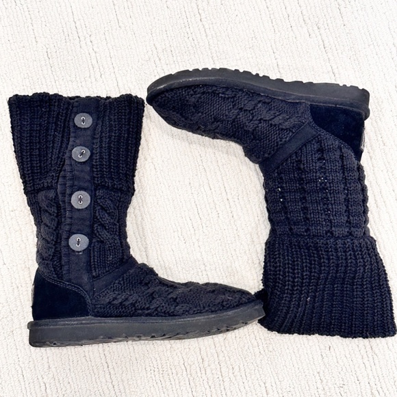Ugg | Leland Cable Knit Fold Over Boots Y2K | Black | 6 - Picture 12 of 12